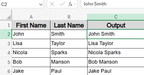 Use Flash Fill to Automatically Merge Column Data