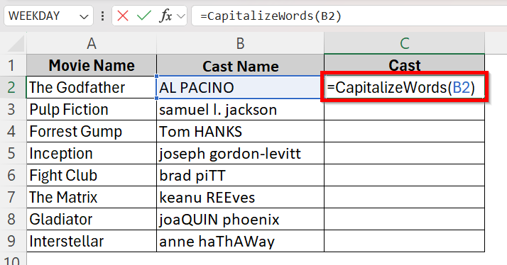 Use Custom VBA Macro to Capitalize First Letter of Each Word