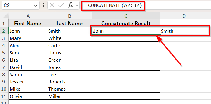 CONCATENATE Function Doesn’t Accept a Range