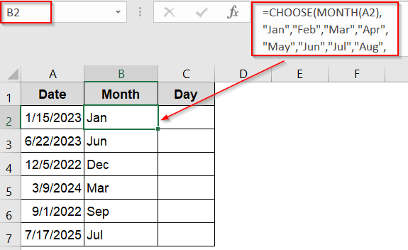 Convert Dates with CHOOSE and SWITCH Function
