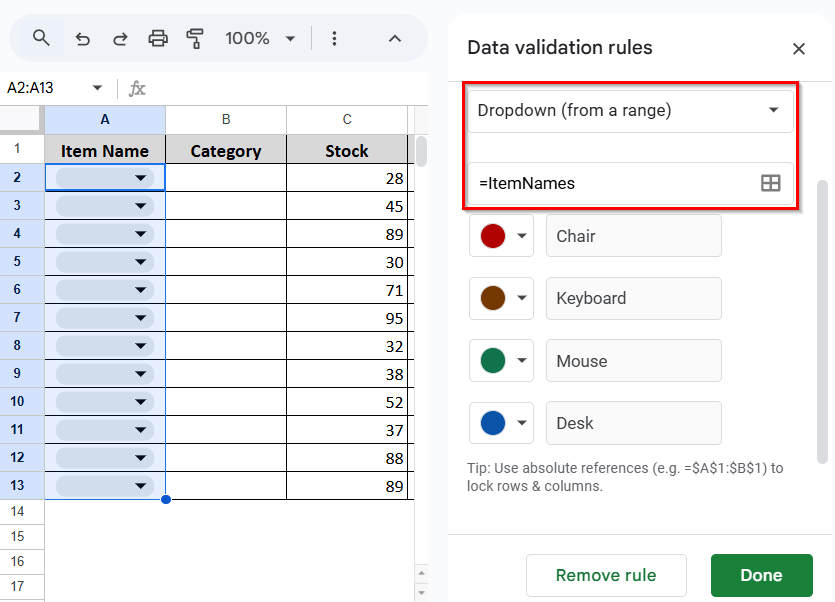 Create a Dependent Drop-down List