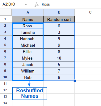 Randomize List Using RANDBETWEEN Function 