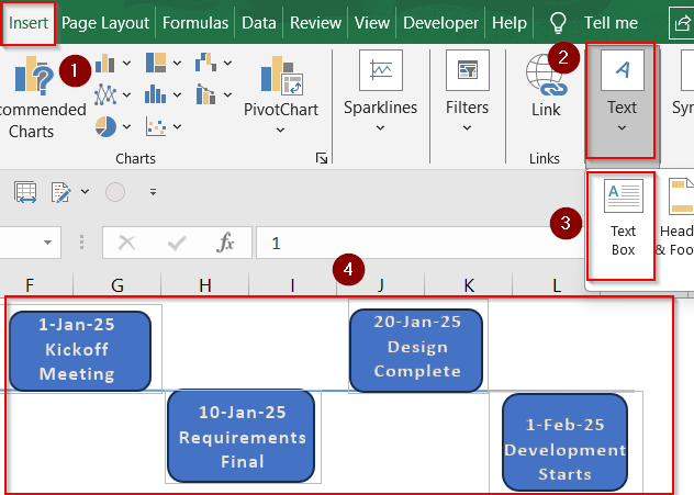 Create a Manual Timeline with Shapes and Text Boxes