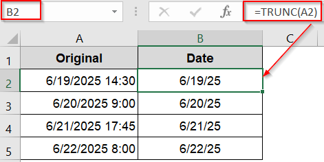 Extract Only the Date from a Date-Time Values