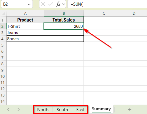 Using SUMIFS with SUM Function to Combine Results from Multiple Sheets