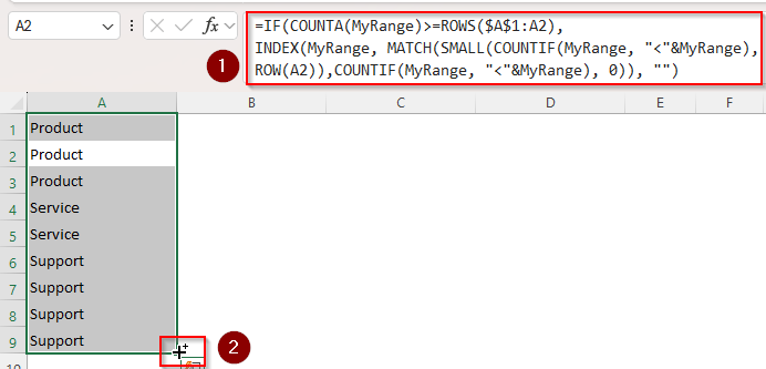 Applying the COUNTA and OFFSET Functions with a Defined Name