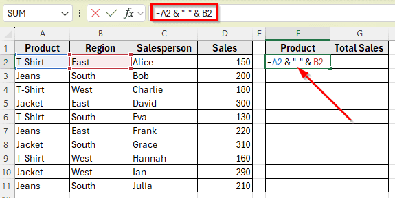 Apply SUMIF Function With a Combined Condition