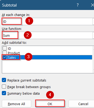 Group and Summarize with Subtotal Feature