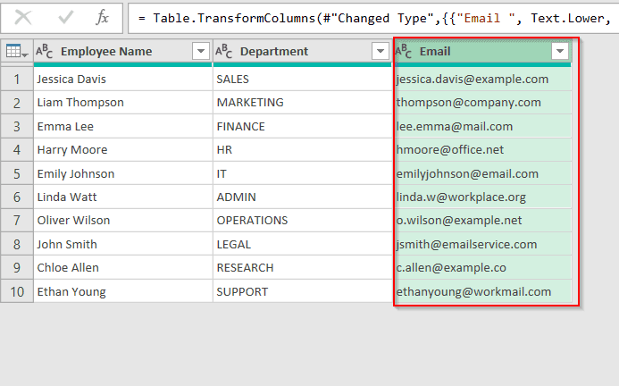 Use Power Query To Apply Lowercase Formula