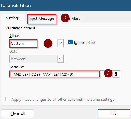 Build Rules with Prefix and Length Requirements