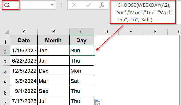 Convert Dates with CHOOSE and SWITCH Function
