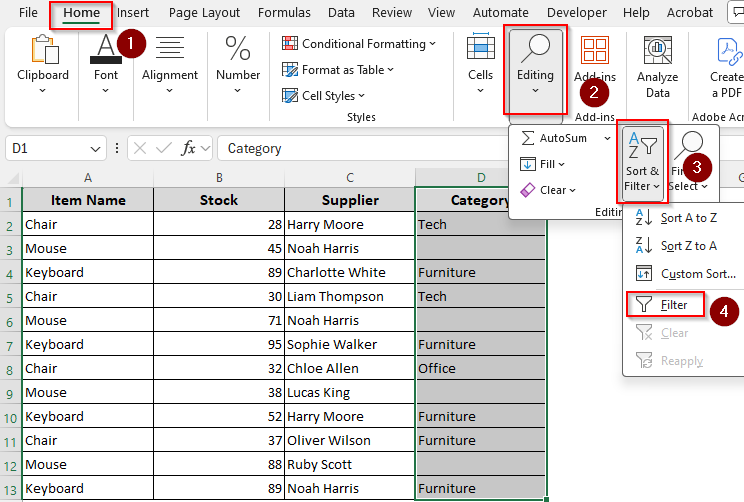 Applying A Filter to Delete Entire Rows with A Blank Cell and Move Data