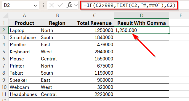 Add Commas Based on Conditions Using the IF Function