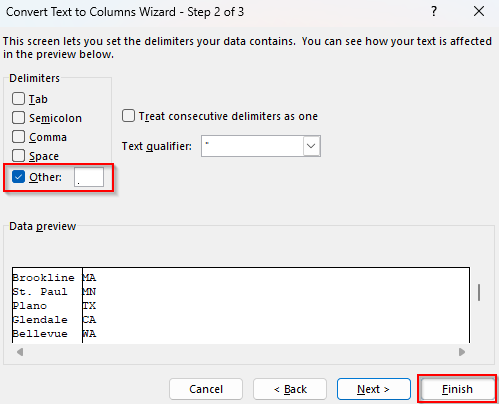 Using Text to Columns Wizard to Separate Texts Based on Carriage Return