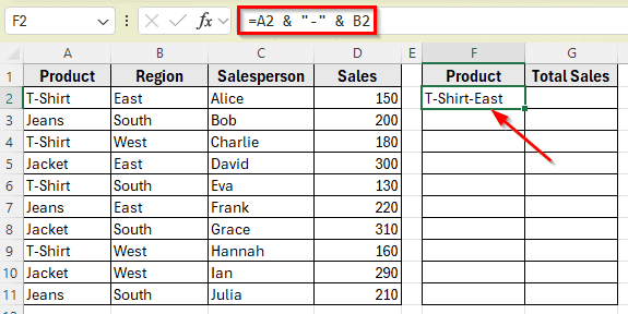 Apply SUMIF Function With a Combined Condition