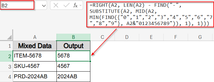 Extract Numbers from Product Codes (For Dash or Prefix)
