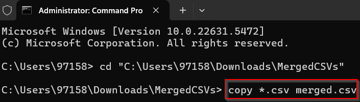 Merge Excel Files Using CMD