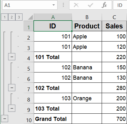 Group and Summarize with Subtotal Feature
