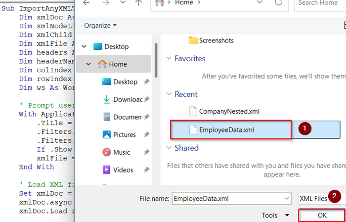 Convert XML to Excel Table Using VBA Automation