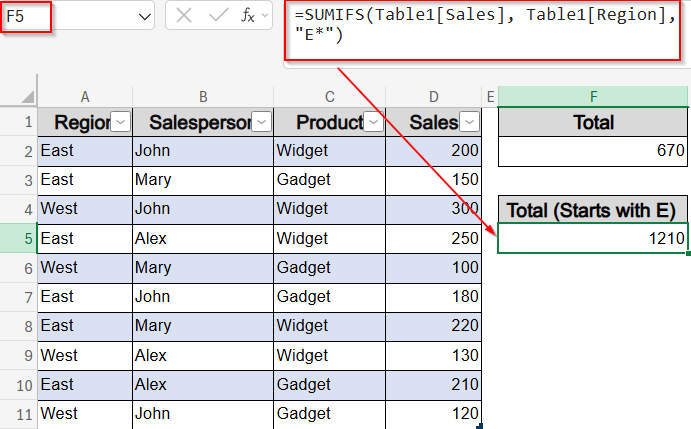 Use SUMIFS for Aggregate Results Based on Multiple Criteria