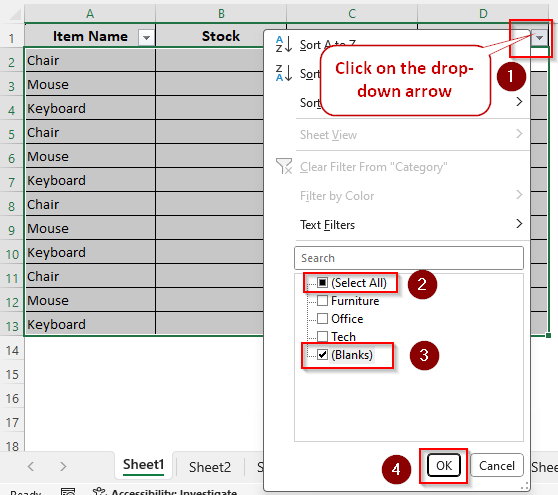 Applying A Filter to Delete Entire Rows with A Blank Cell and Move Data