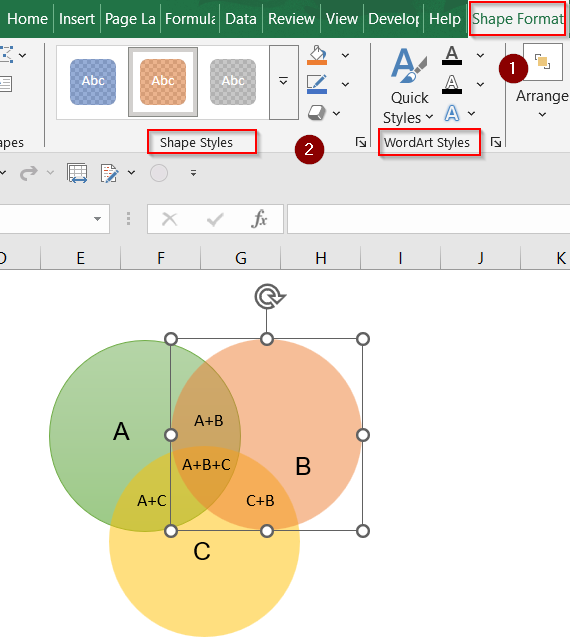 Create a Custom Venn Diagram Using Shapes Tool