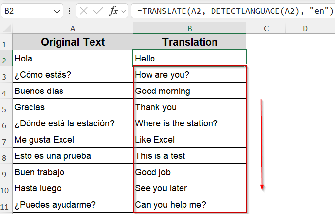 Apply TRANSLATE and DETECTLANGUAGE Functions (Microsoft 365 Only)