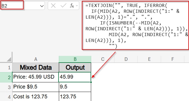 Extract Numbers Including Decimals