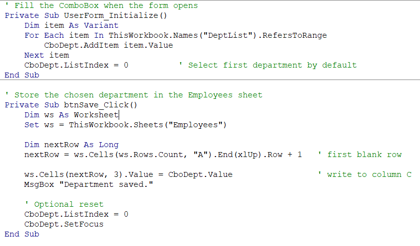 Utilize the Initialize Event to Pre‑Populate UserForm Controls in Excel VBA