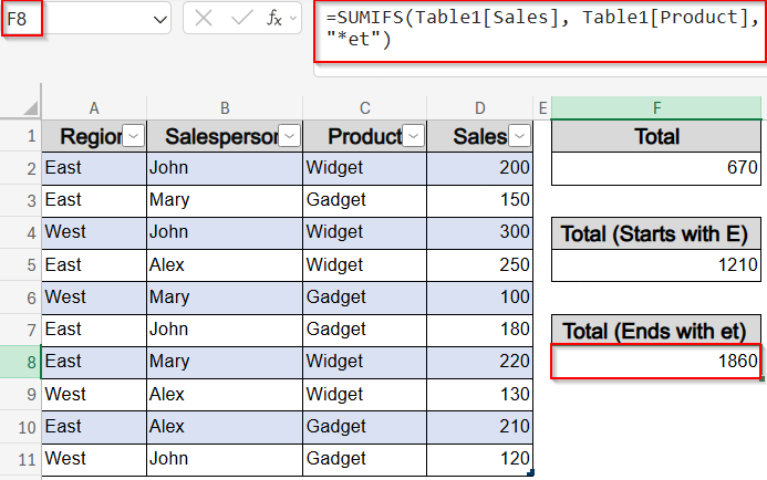 Use SUMIFS for Aggregate Results Based on Multiple Criteria
