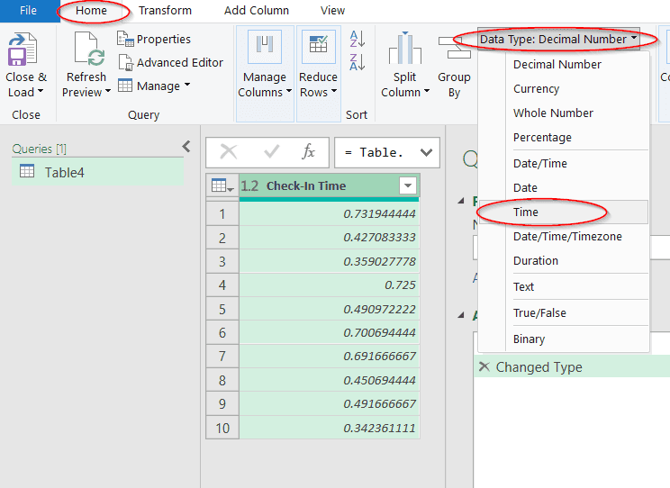 Using Power Query to Round Time