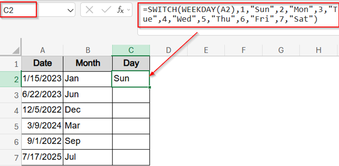Convert Dates with CHOOSE and SWITCH Function