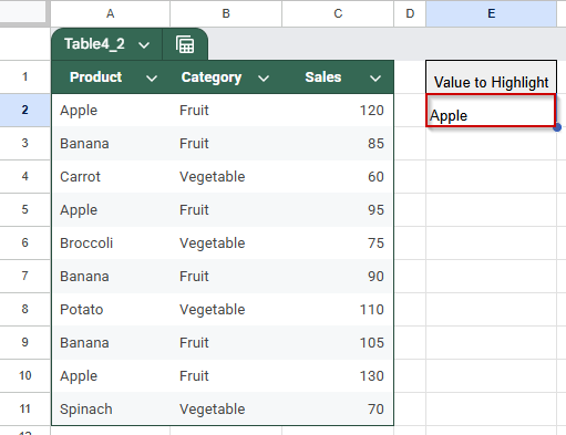 Highlight Matching Cells with Conditional Formatting
