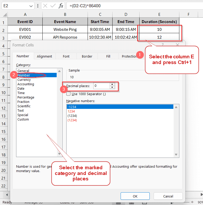 Calculating Time Difference in Seconds