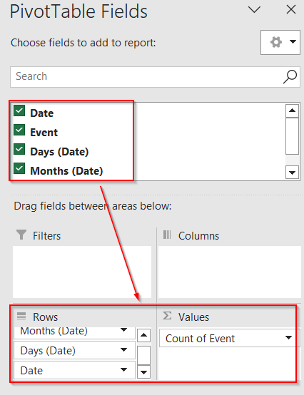 Track Events Interactively via PivotTable Timeline