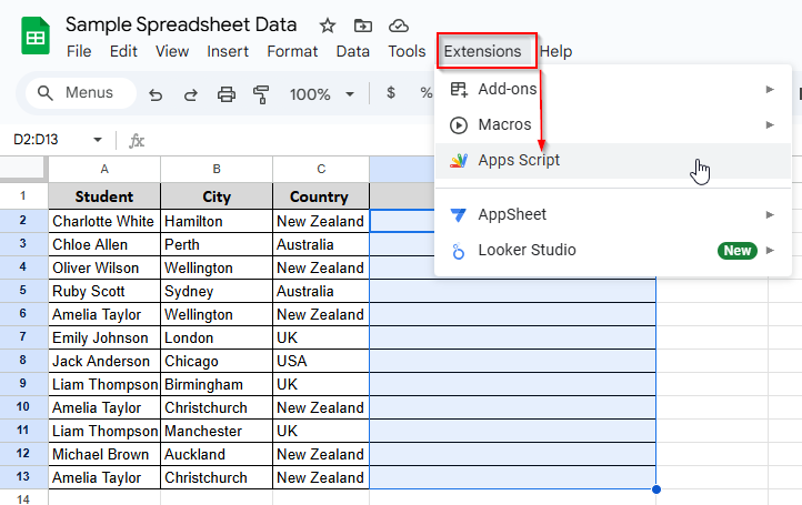Merge Cells Using Google Apps Script