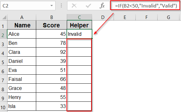 Insert a Custom Formula in a Helper Column