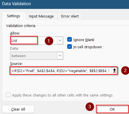 IF Function for Conditional Lists (No Named Ranges)
