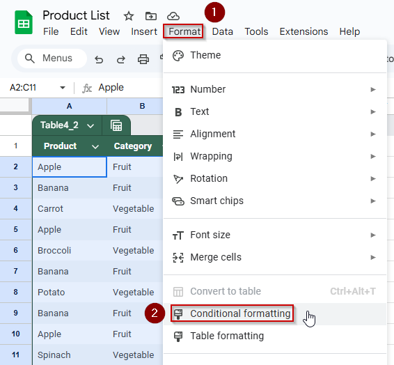 Highlight Matching Cells with Conditional Formatting