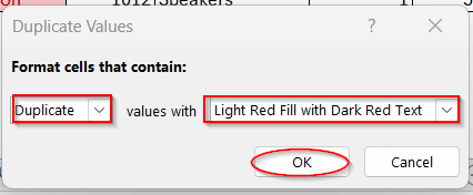 Highlight Duplicate Values Using Conditional Formatting Before Removing