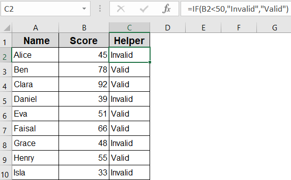 Insert a Custom Formula in a Helper Column