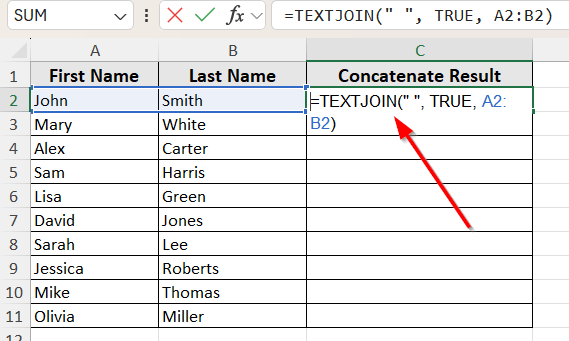 CONCAT Function Joins Without a Separator