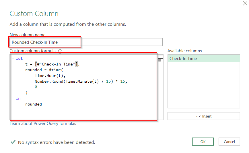 Using Power Query to Round Time