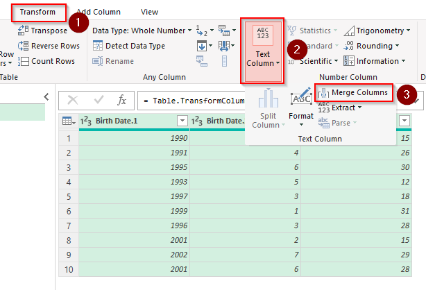 Transform Number Columns into Dates with Power Query