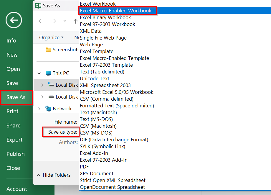 Save the File in a Macro-Enabled Format (.xlsm)