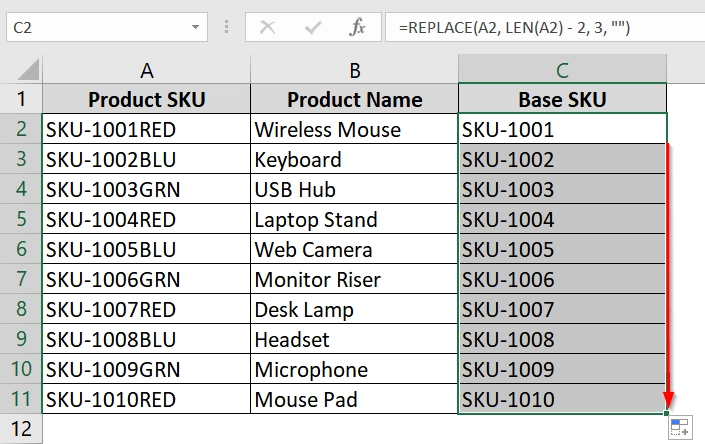 Applying REPLACE Function To Remove Last Three Characters From a String