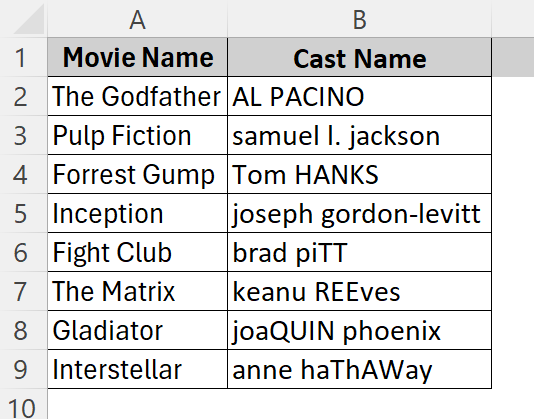 Use PROPER Function to Capitalize First Letter of Each Word