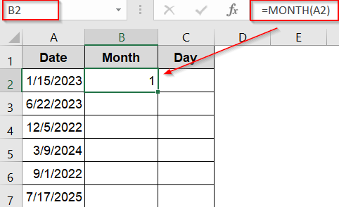 Use the MONTH and DAY Functions