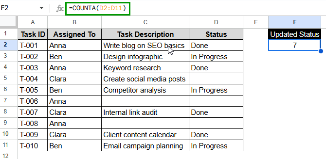 Using COUNTA with Multiple Ranges