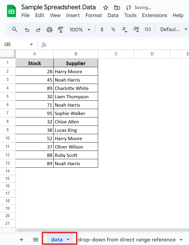 Creating a Drop-down List with a Direct Range Reference